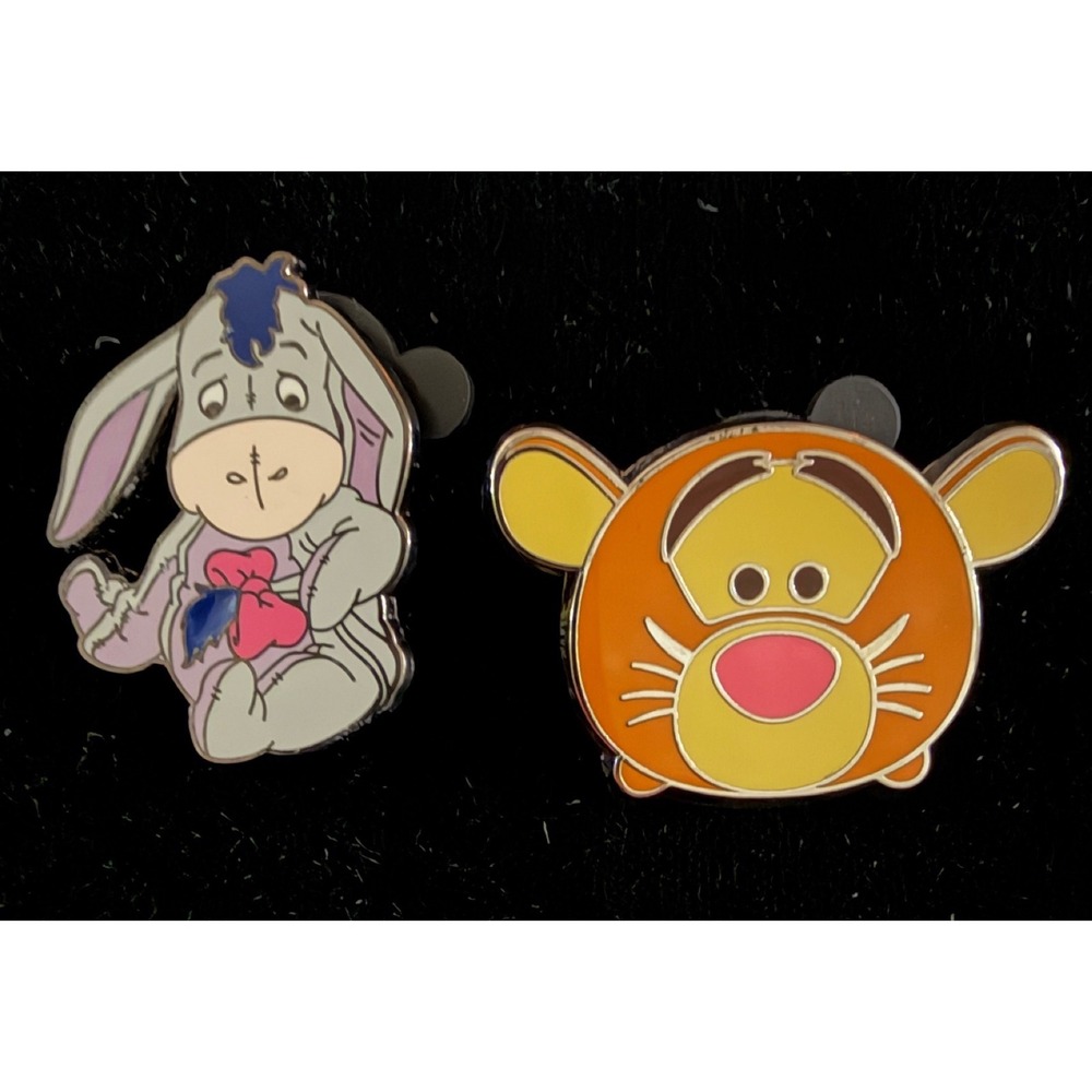 Disney Winnie the Pooh Eeyore Tigger Enamel Pin Set Tsum Tsum Trading 2 Pins